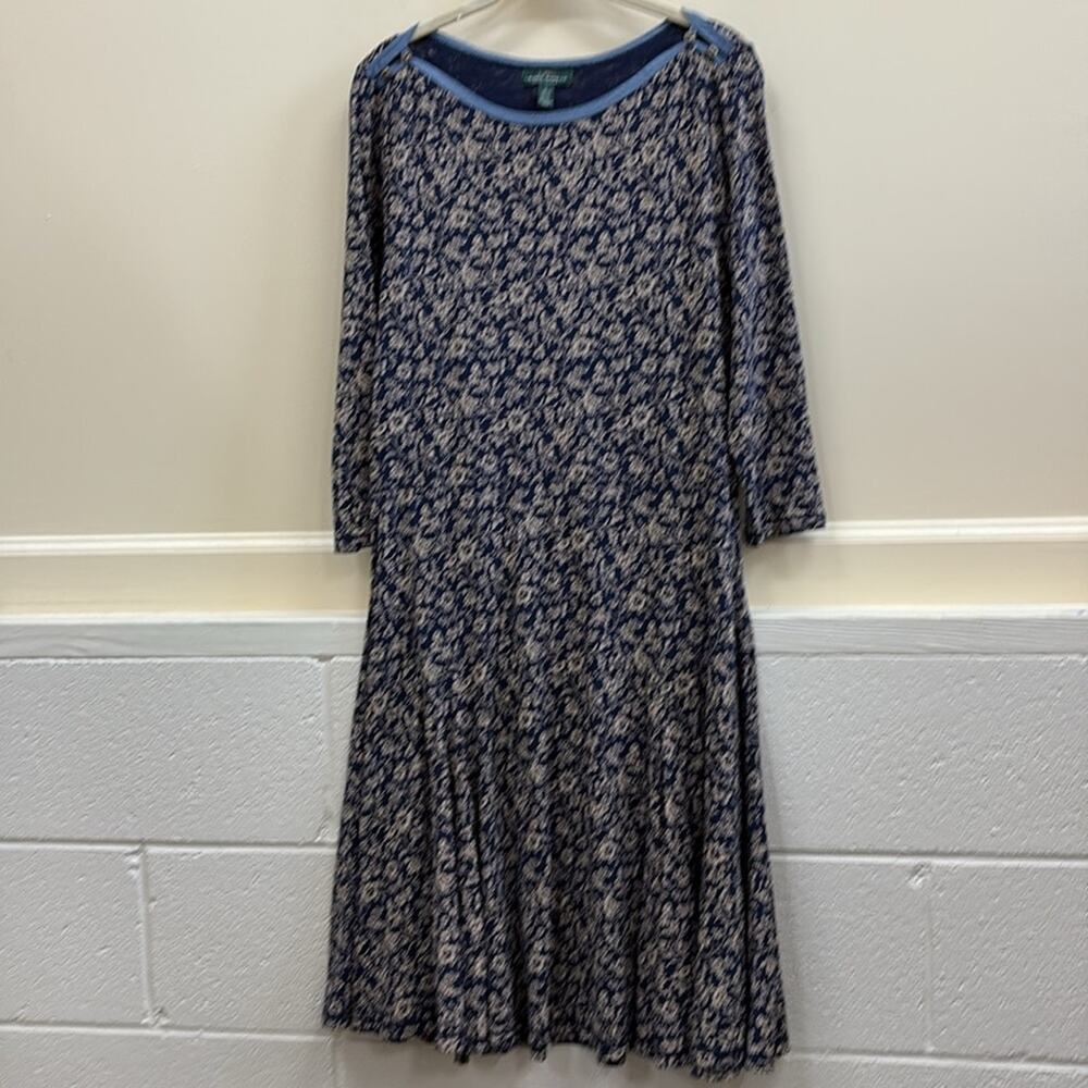 Lauren Ralph Lauren vintage cotton large Navy Floral midi dress